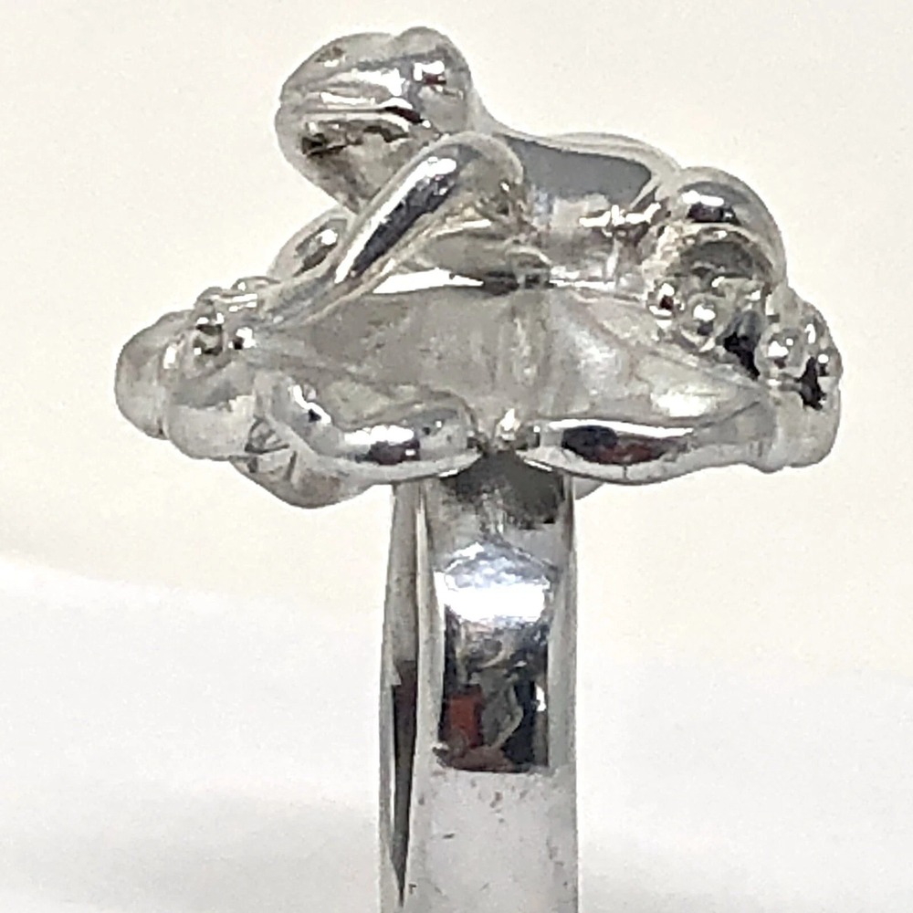 Frog Lilypad Ring Sz 7 Band Aluminum Arthur Court Signed Jewelry